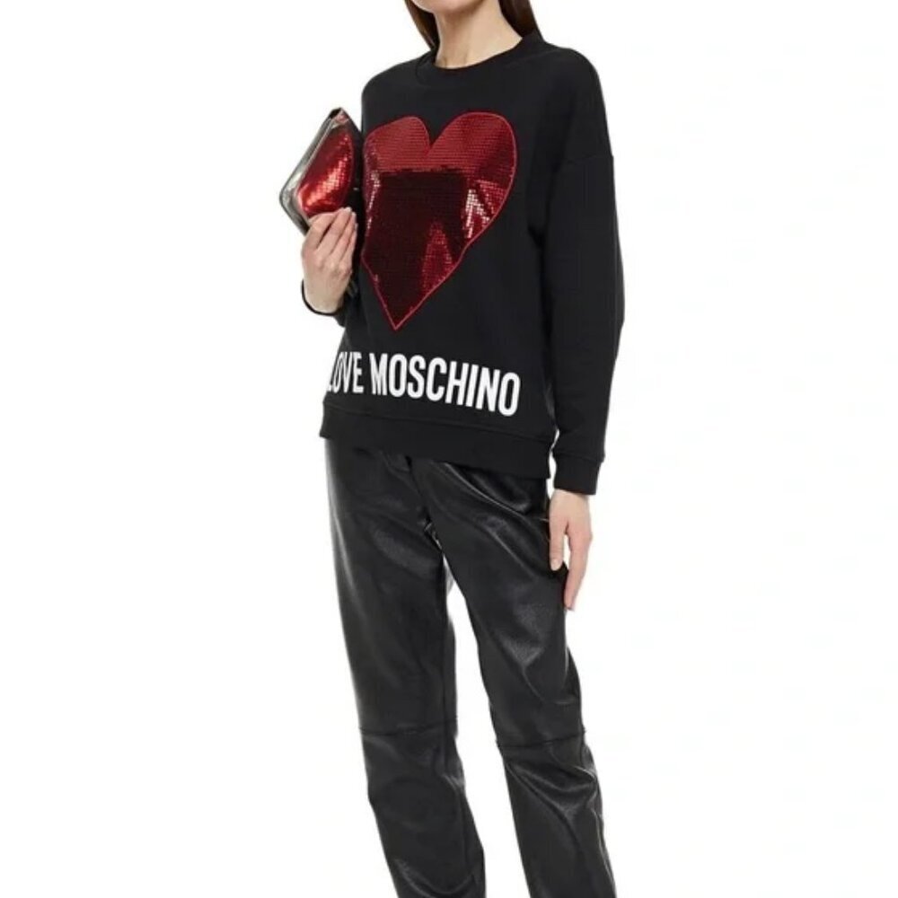 Love Moschino Sequin Heart Logo Sweatshirt